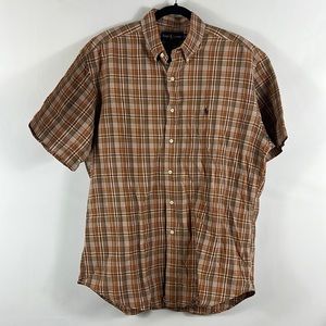 Ralph Lauren Men's Short Sleeve Blake Plaid Shirt Button Down Size L